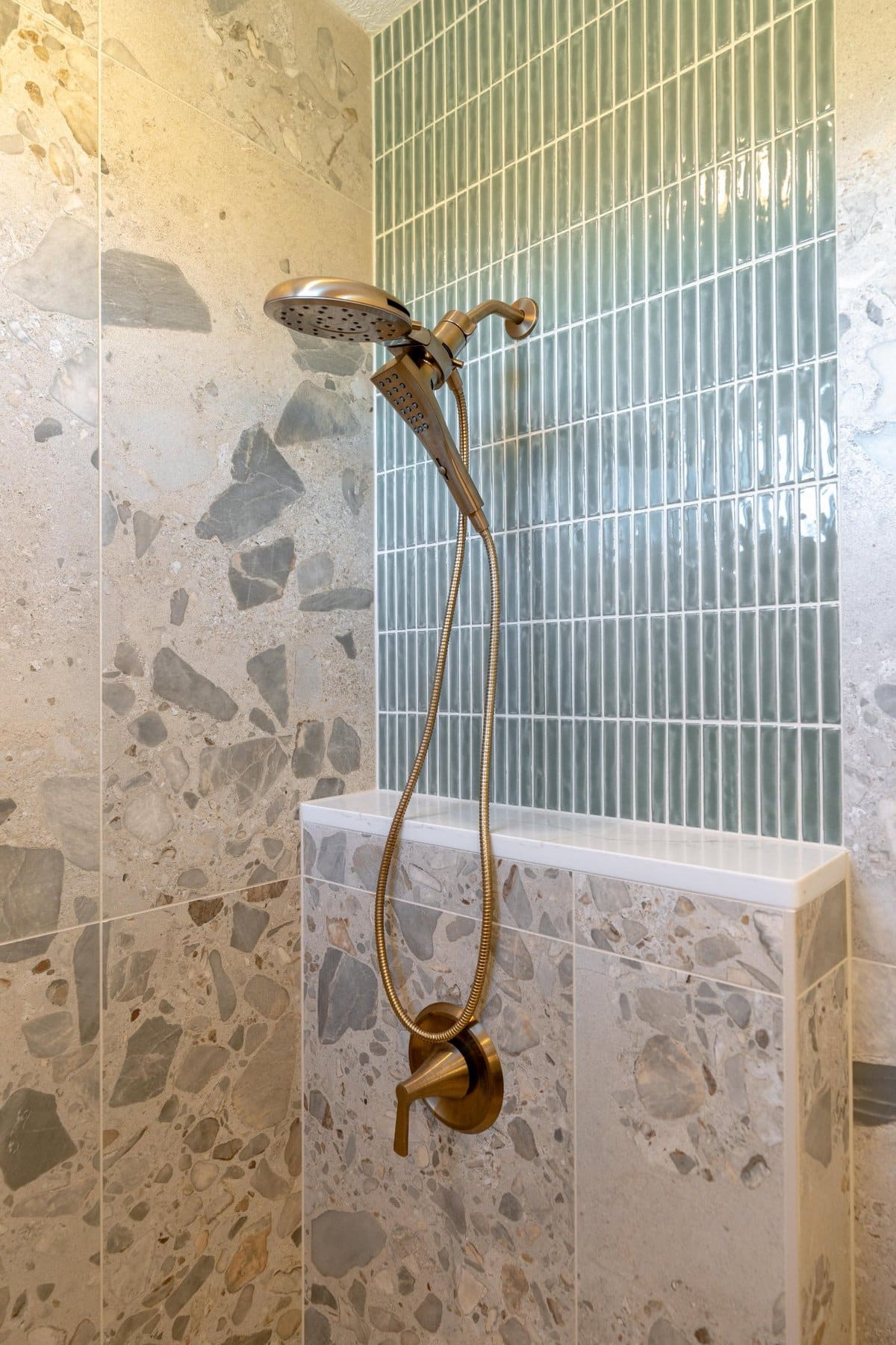 modern-terrazzo-tile-shower-rainfall-showerhead-custom-homes-ohio