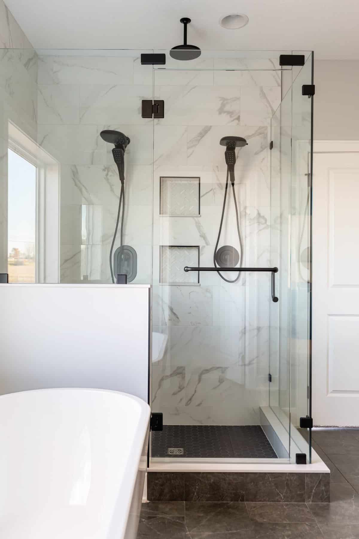 walk-in-shower-dual-showerheads-marble-tile-luxury-bathroom-ohio