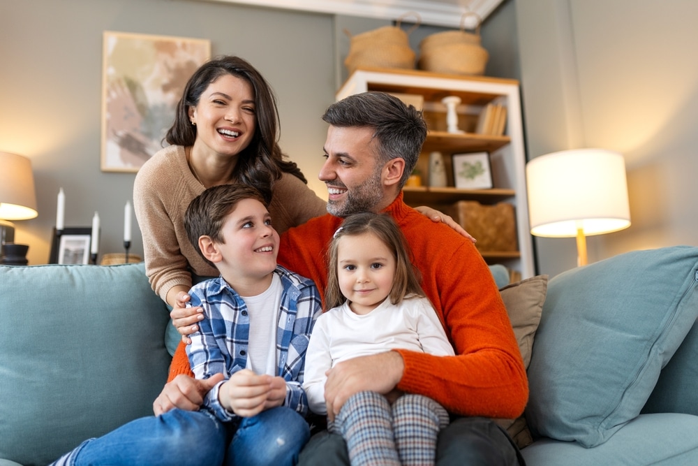 Happy,Family,Having,Fun,At,Home,,Parents,And,Little,Children